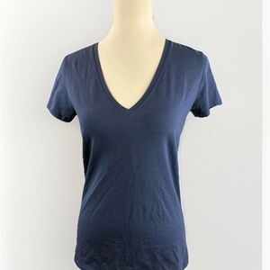 Lily Pulitzer Women's V-Neck Tee Sz Small Navy Puma Cotton Casual Comfy NWOT
